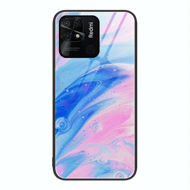 For Xiaomi Redmi 10C Marble Pattern Glass Protective Phone Case(Pink)