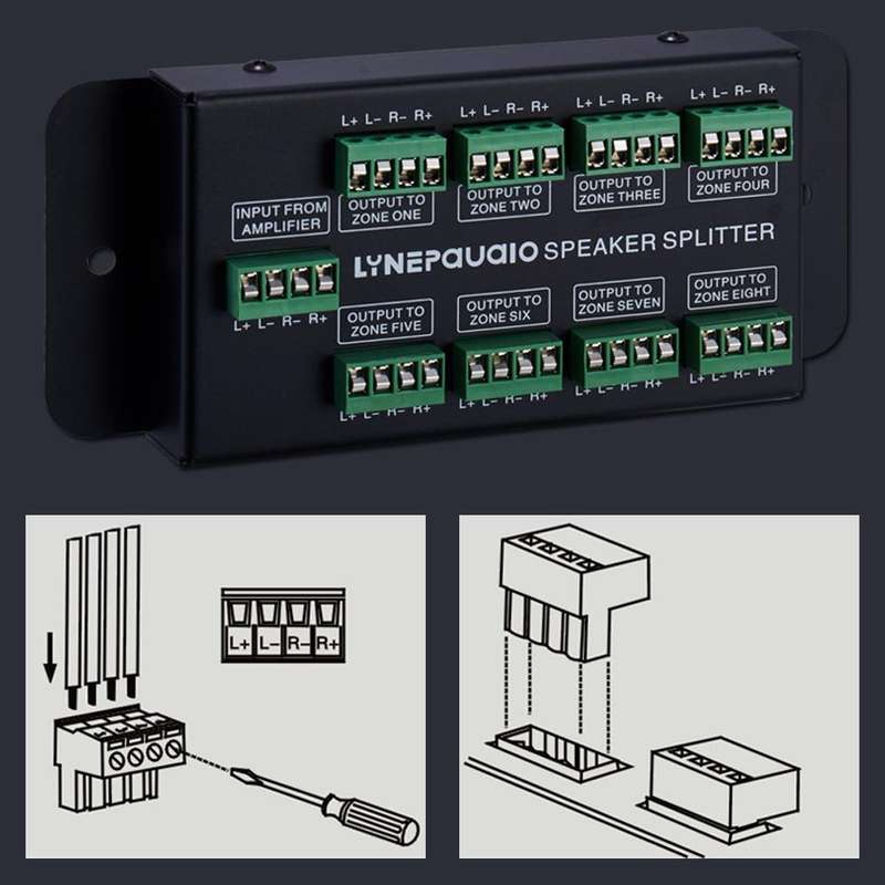 1 In 8 Out Amplifier And Sound Speaker Distributor, 8-Area Sound Source, Signal Distribution Pane...