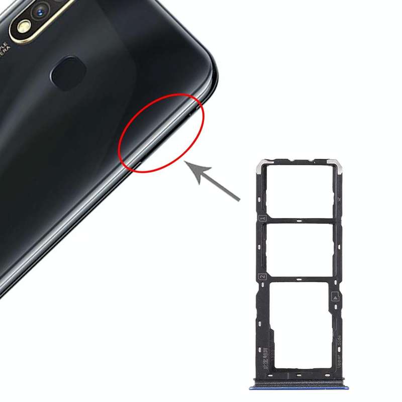 For vivo Y5s SIM Card Tray + SIM Card Tray + Micro SD Card Tray (Blue)