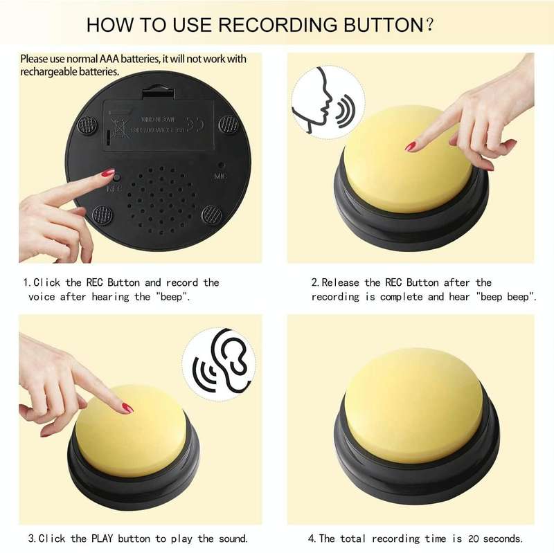 Pet Communication Button Dog Vocal Box Recording Vocalizer, Style: Recording Model(White)