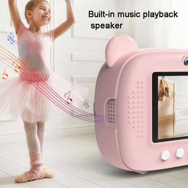 Children Instant Print Camera 1080P 2.4-Inch IPS Screen Dual Lens Photography Camera(Pink)