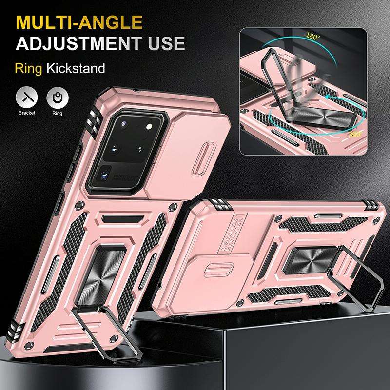 For Samsung Galaxy S20 Ultra Armor PC + TPU Camera Shield Phone Case(Rose Gold)