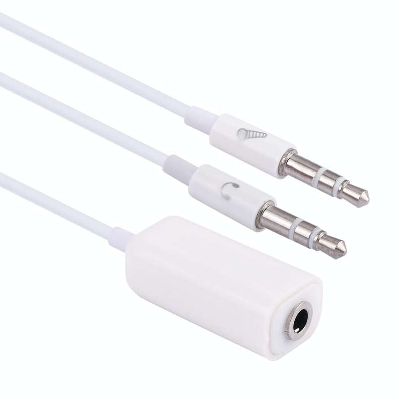 3.5mm Female to 3.5mm Male Microphone Jack + 3.5mm Male Earphone Jack Adapter Cable for Apple Com...