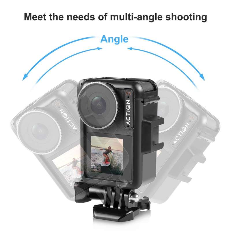 For DJI Osmo Action 4 / 3 PULUZ Vertical Plastic Protective Frame Cage with Cold Shoes (Black)