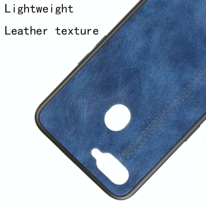 For Oppo A12 Shockproof Sewing Cow Pattern Skin PC + PU + TPU Case(Blue)