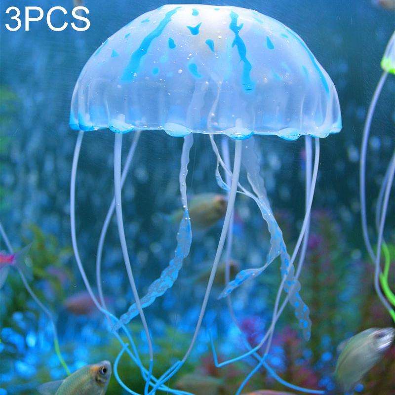 3 PCS Aquarium Articles Decoration Silicone Simulation Fluorescent Sucker Jellyfish, Size: 10*23c...