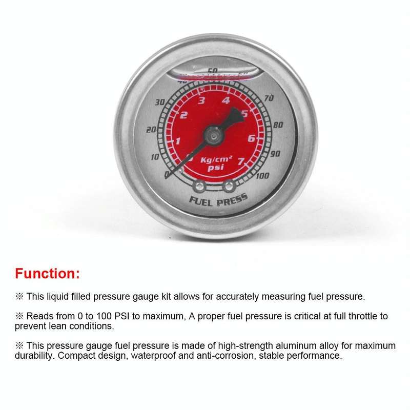 For Honda Civic Car Modification Fuel Pressure Gauge 0-100PSI(Black)