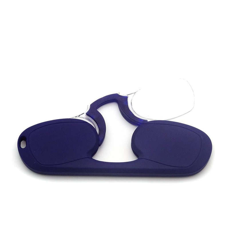 Clip-nose Reading Glasses Portable Reading Mirror No Mirror Leg Glasses, Degree: +100(Blue)