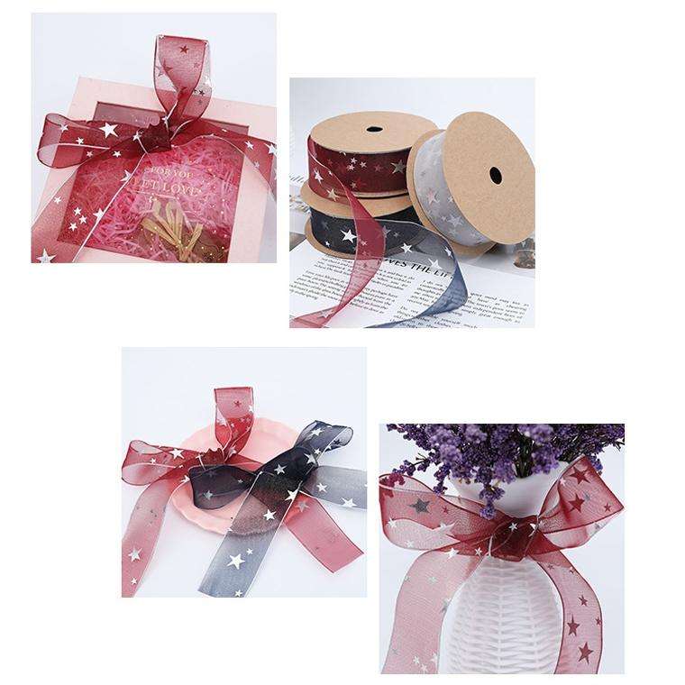 Star Ribbon Wedding Floral Packaging Ribbon, Specification: 4 cm(Gray)