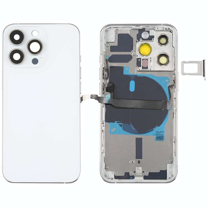 For iPhone 13 Pro Battery Back Cover with Side Keys & Card Tray & Power + Volume Flex Cable & Wir...