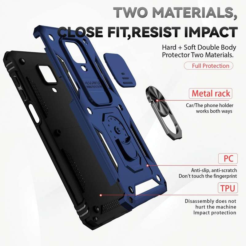For Xiaomi Redmi Note 9 Pro Sliding Camshield Holder Phone Case(Blue)