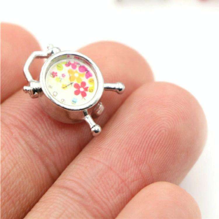 Dollhouse Bedroom Living Room Accessories Mini Alarm Clock, Random Dial Style Delivery(Silver)