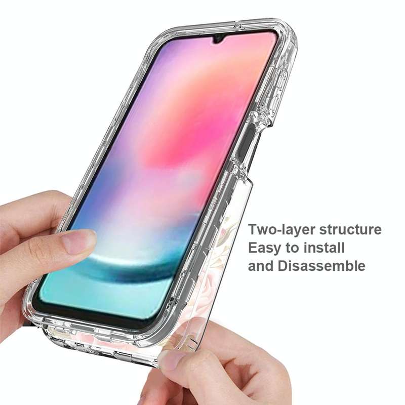 For Samsung Galaxy A24 5G / 4G Transparent Painted Phone Case(White Flower)