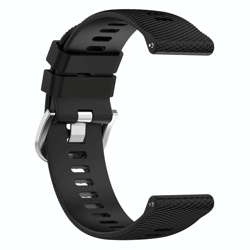 For Garmin Forerunner 55 20mm Cross Textured Solid Color Silicone Watch Band(Black)