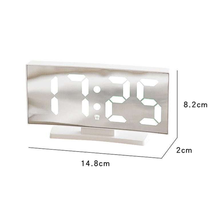 669 Multifunctional LED Curved Screen Desktop Electronic Clock(Black Shell Green Light)