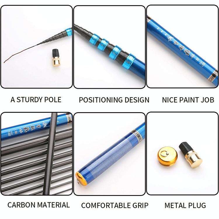 Carbon Short Section Fishing Rod Short Section Positioning Handle Rod, Length: 6.3m(Blue)
