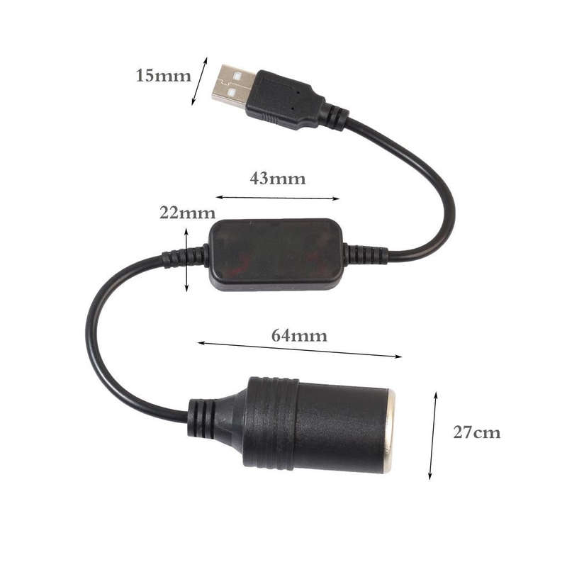 2 PCS Car USB to Cigarette Lighter Socket 5V to 12V Boost Power Adapter Cable, Model: 1.2m