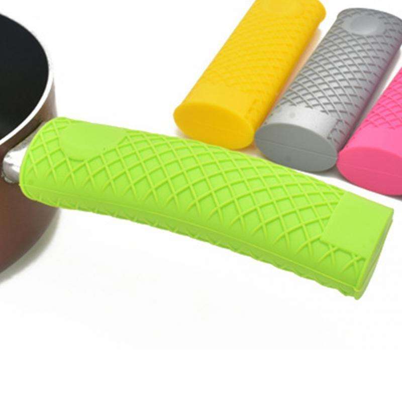 2 PCS Durable Thick Silicone Pot Handle Multicolor Thermal Insulation Sleeve Anti Skid Non Slip S...