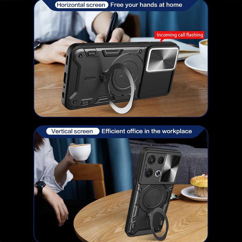 For OPPO Reno8 Pro 5G CD Texture Sliding Camshield Magnetic Holder Phone Case(Purple)