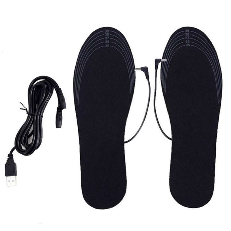 1 Pair USB Heating Insoles Washable Cuttable Electric Heating Foot Warmer Size 35-40
