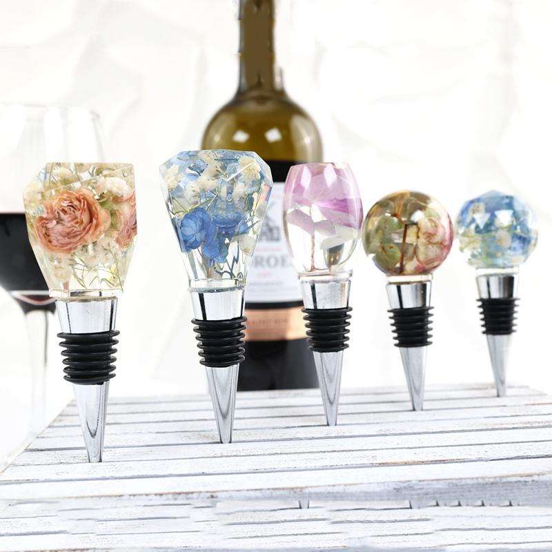 DIY Crystal Epoxy Resin Red Wine Stopper Silicone Mold,Style: 5 Molds+5 Red Wine Plug