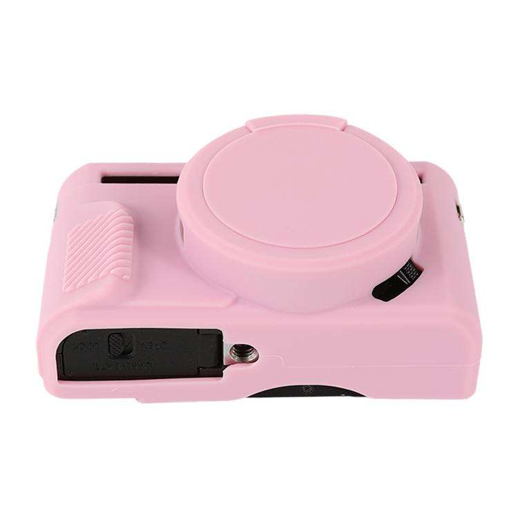 For Canon PowerShot G7 X Mark II / G7X2 Soft Silicone Protective Case with Lens Cover(Pink)