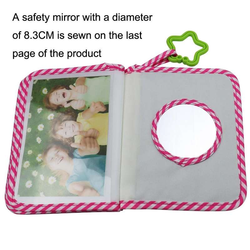 Baby Growth Memorial Cloth Photo Album With Mirror(Red)