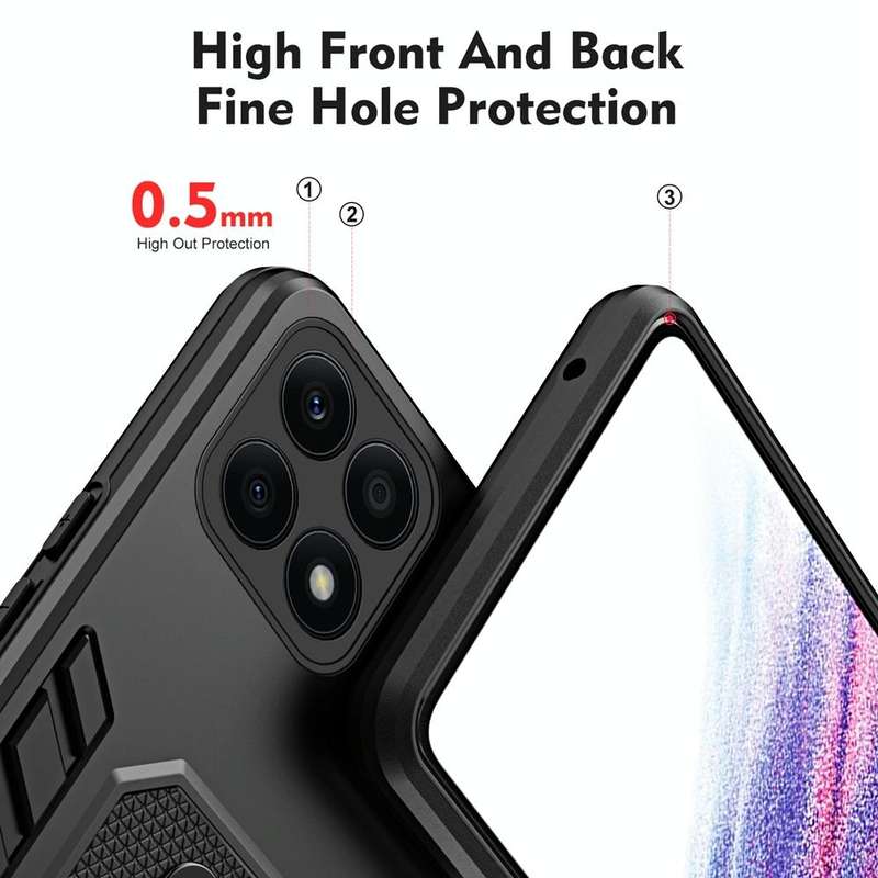 For Honor X8a 2023 Variety Brave Armor Finger Loop Holder Phone Case(Black)