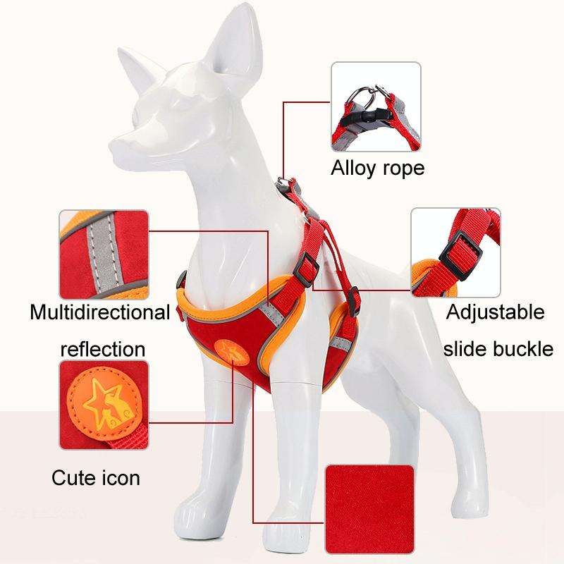 Pet Dog Harness Reflective Anti-break-off Vest-style Leash, Color: Suede Purple(S)