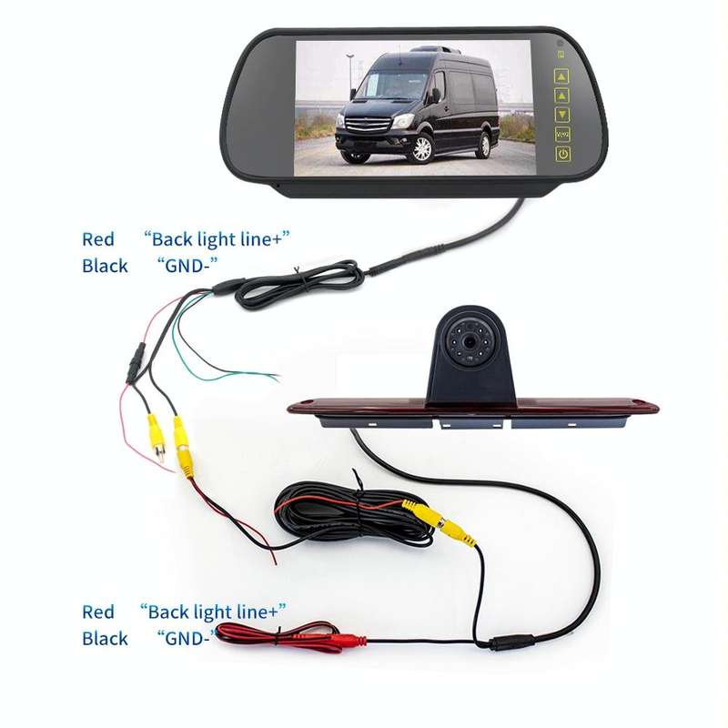 PZ461 Car Waterproof High Position Tail Light Brake Light View Camera + 7 inch Rearview Monitor f...