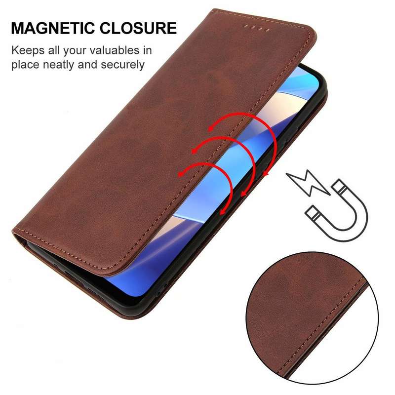 For OPPO A16s Magnetic Closure Leather Phone Case(Brown)