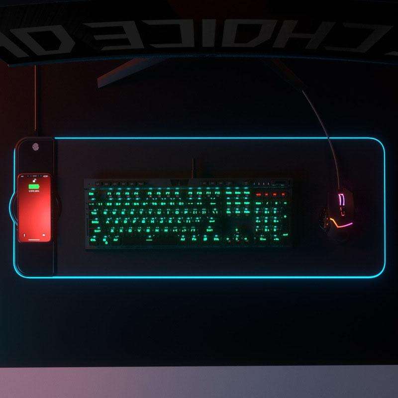 K9186 Multifunctional RGB Lighting Mouse Pad With Wireless Charger(Black)