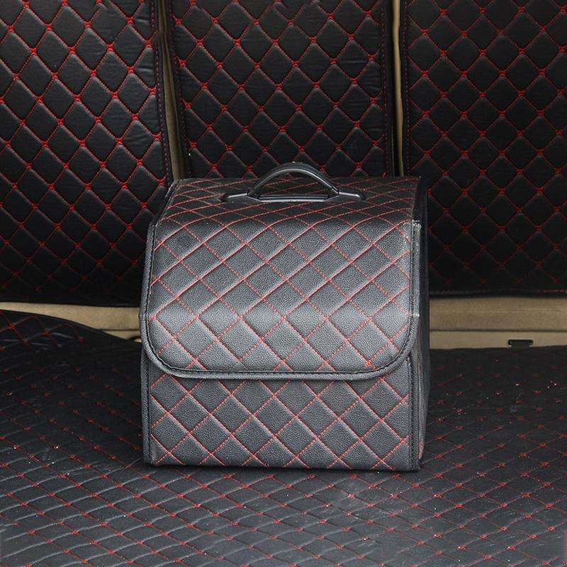 Car Trunk Foldable Storage Box, Checkered Small Size: 33 x 32 x 30cm(Black Red)