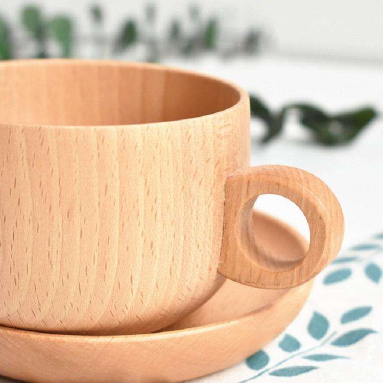 Beech Coffee Cup Accessories Wooden Tableware, Style:Saucer