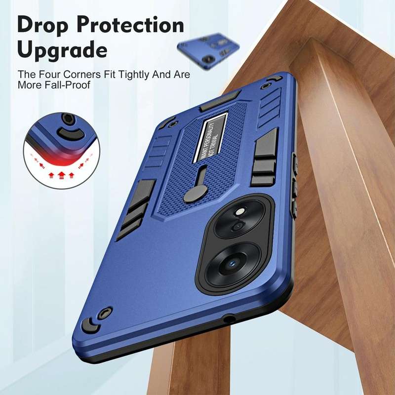 For OPPO A78 5G Variety Brave Armor Finger Loop Holder Phone Case(Blue)