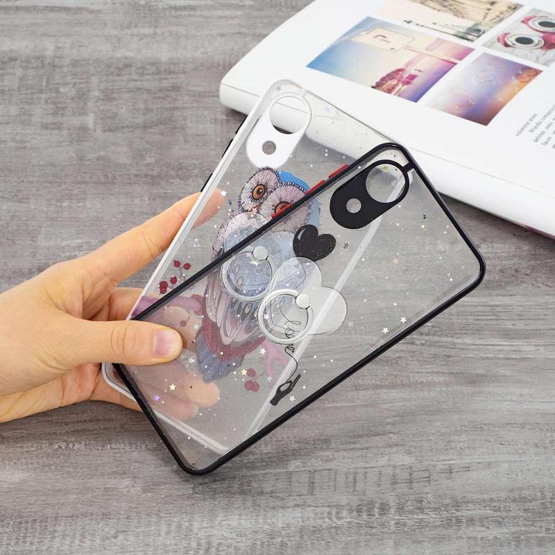 For Samsung Galaxy A03 Core Starry Sky Epoxy TPU Phone Case with Ring Holder(Heart)