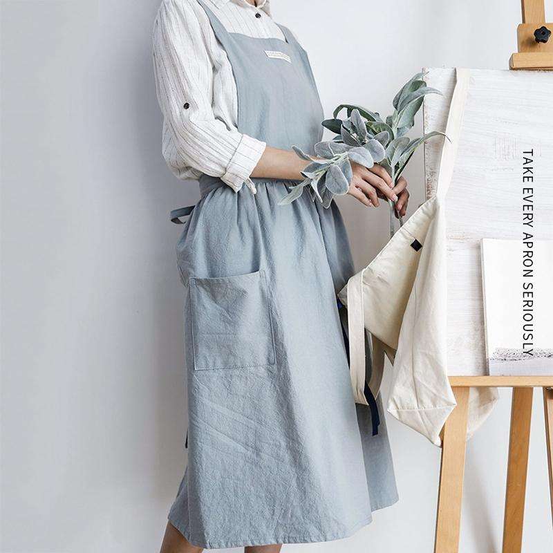 Cotton Simple Home Woman Apron(Oat)