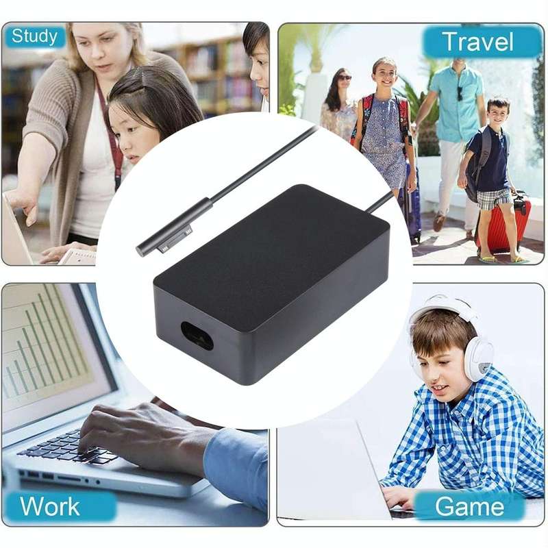 For Microsoft Surface Pro 7 / 7 Plus / 8 / 9 / X & Laptop 3 / 4 / 5 65W Laptop Power Adapter (EU ...