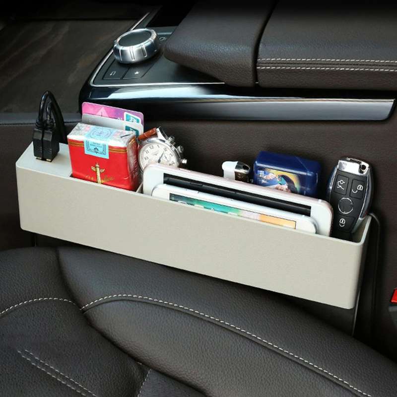 Universal Car Multi-functional Charger Console Side Pocket Seat Gap Side Storage Box, with 2 USB ...