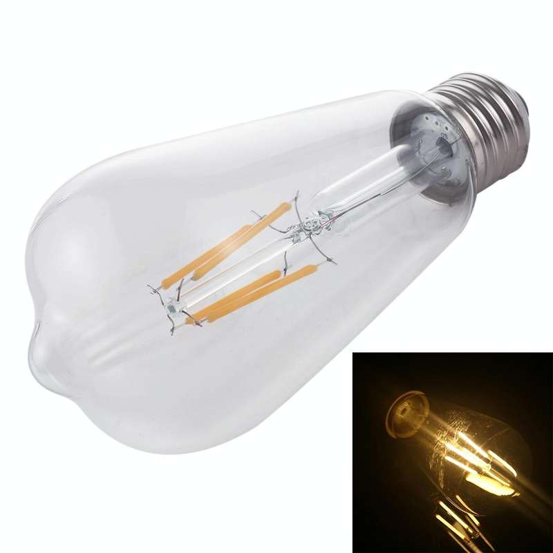 ST64 E27 4W 4 LEDs 600 LM 3000K Retro Dimming LED Filament Light Bulb Energy Saving Light, AC 220...