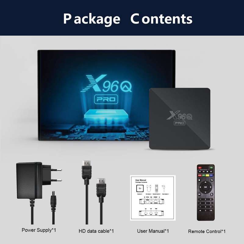 X96Q PRO 4K Smart TV BOX Android 10.0 Media Player, Allwinner H313 Quad Core ARM Cortex A53, RAM:...