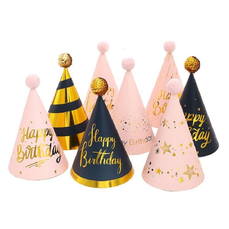 20 PCS Sequined Fur Ball Birthday Hat Birthday Party Supplies Dress Up Paper Hat, Colour: No. 2 G...