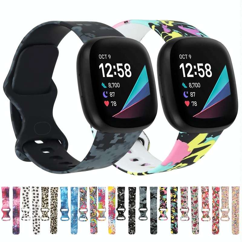 For Fitbit Versa 3 Printing Watch Band, Size: S (K)