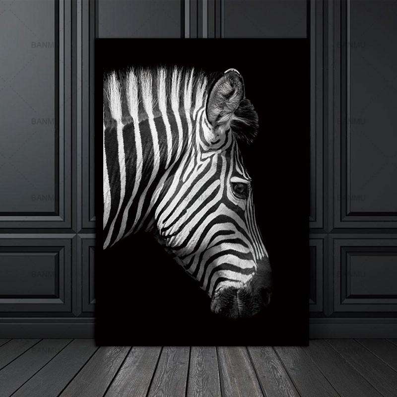 Simple Black and White Animal Decoration Painting Study Living Room Sofa Background Wall Painting...