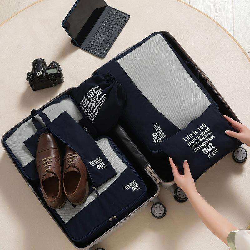 RH2203 6 In 1 Travel Portable Storage Bag Set Without Suitcase(Navy Blue)
