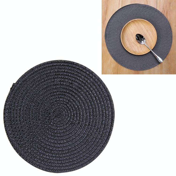 PP Environmentally Friendly Hand-woven Placemat Insulation Mat Decoration, Size:38cm(Black)