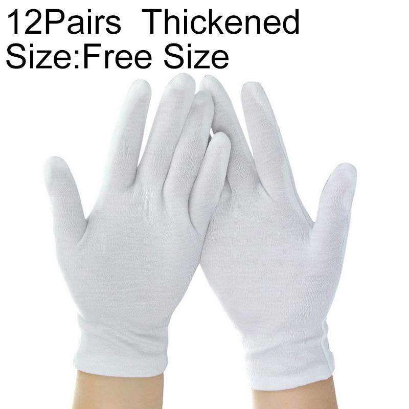 12 Pairs Pure Cotton Working Gloves, Thickened SizeFree Size