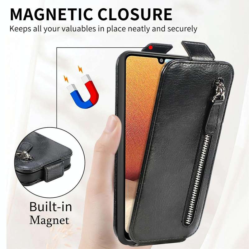 For Samsung Galaxy A32 4G Zipper Wallet Vertical Flip Leather Phone Case(Black)