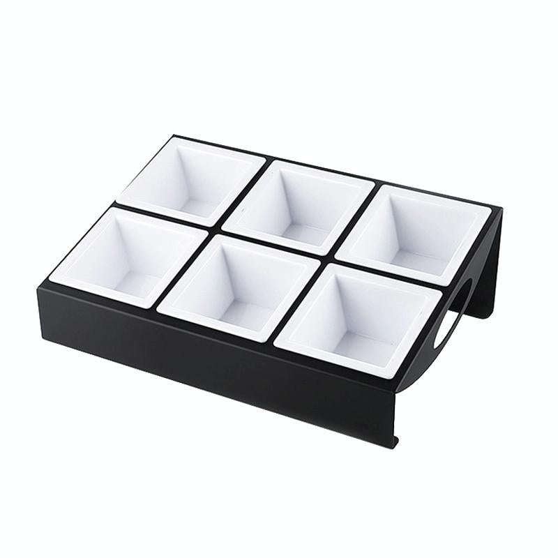Stainless Steel Bar Plastic Fruit Plate Rack, without Fruit Dish, Grid Number:6 Grids(B Type)