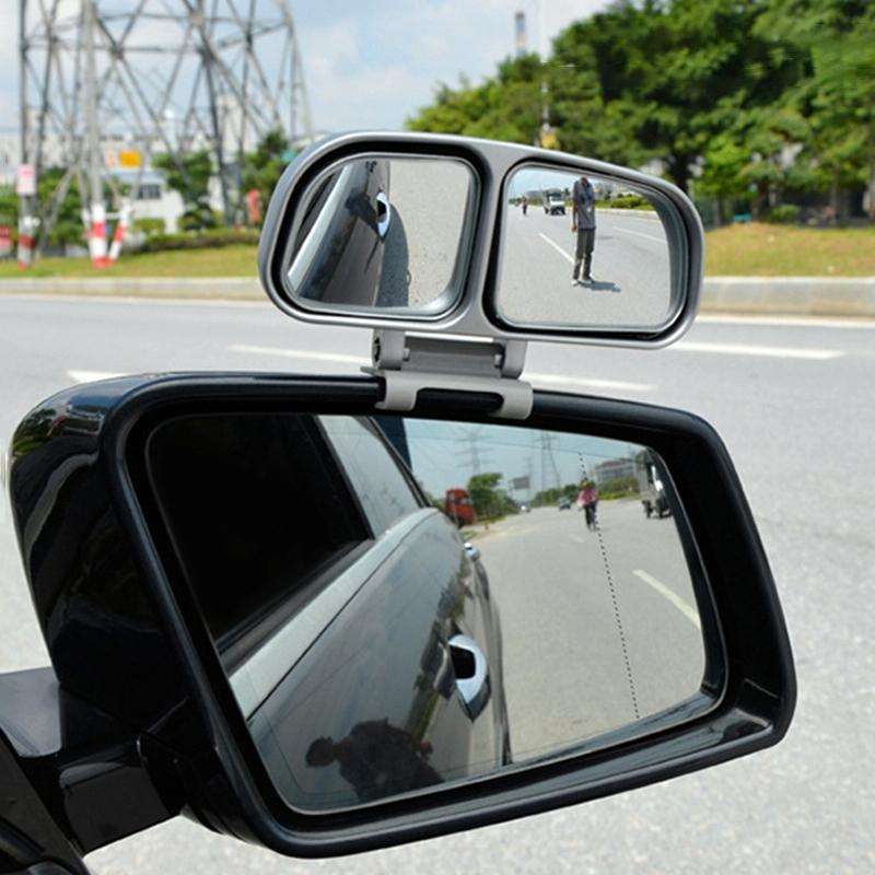 Right Side Rear View Blind Spot Mirror Universal adjustable Wide Angle Auxiliary Mirror(Silver)